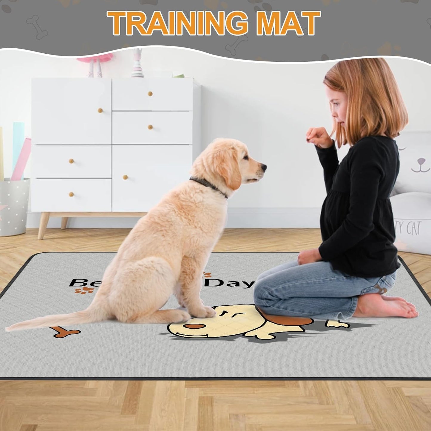 "Set of 2 Washable Dog Pee Pads (47x32in) – Extra-Absorbent, Thick, Reusable with Non-Slip Backing, Prevents Leaks – Perfect for Puppy Playpen, Crate, Whelping Box, and Potty Training – Grey"