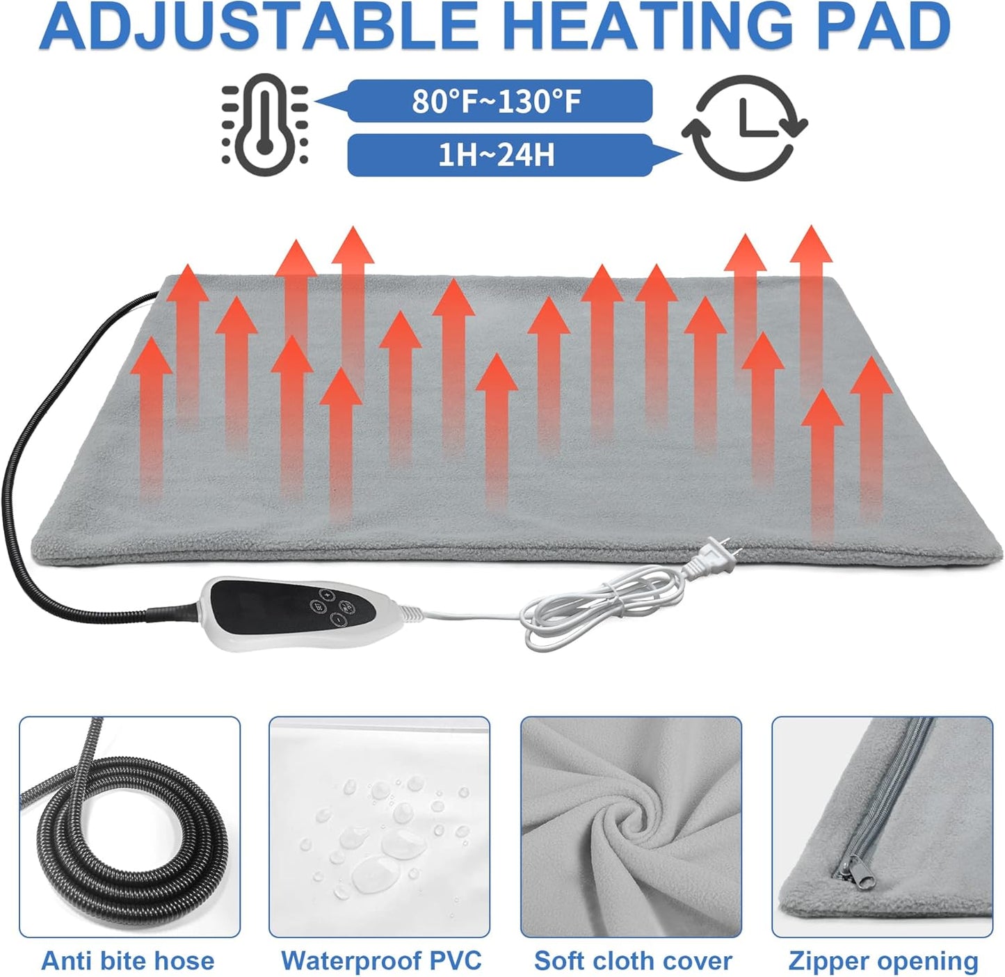 Heated Cat House with Pet Heating Pads – Intelligent Thermostat Controller, Indoor/Outdoor Kitty Shelter, Foldable Heated Bed for Puppies, Waterproof, Sturdy Design with Cute Windows